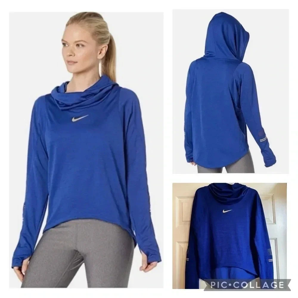 *RARE Nike Dri-Fit Glam Dunk Mid Layer Running top funnel hood women’s Small